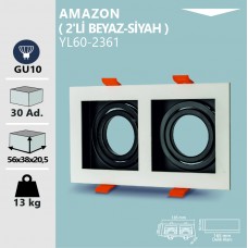 AMAZON DEKORATİF KARE 2'Li BEYAZ- SİYAH KASA